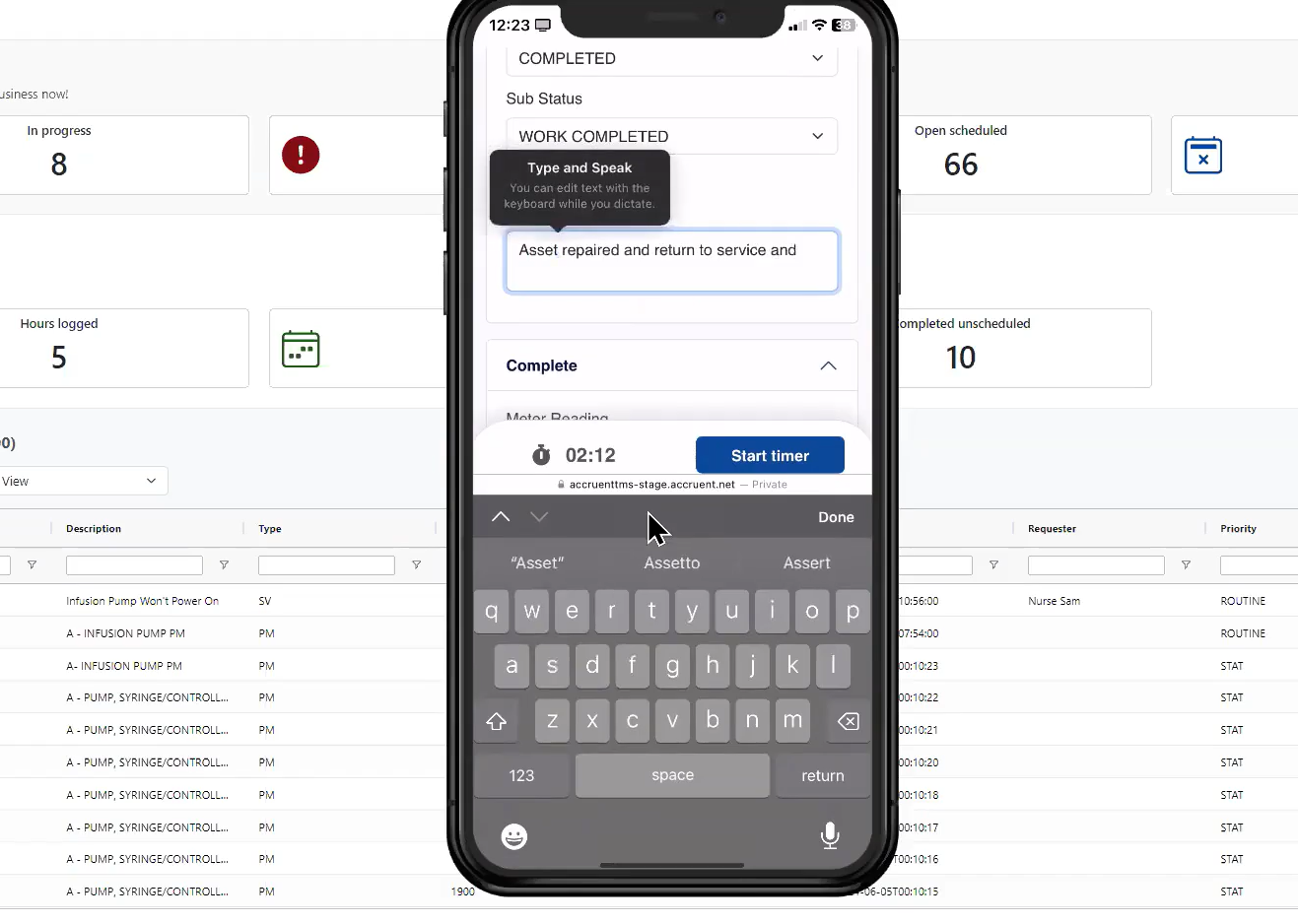 screenshot of Accruent TMS